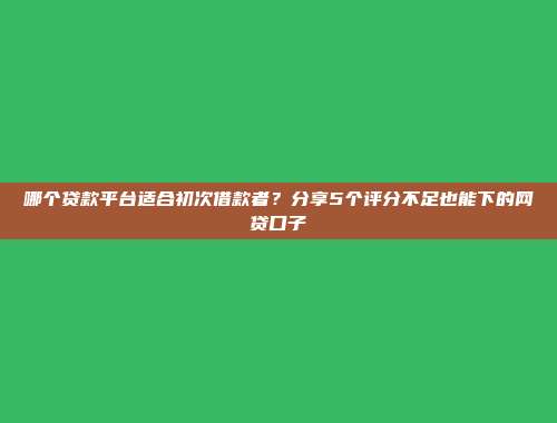 哪个贷款平台适合初次借款者？分享5个评分不足也能下的网贷口子