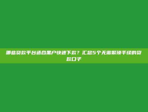 哪些贷款平台适合黑户快速下款？汇总5个无需繁琐手续的贷款口子