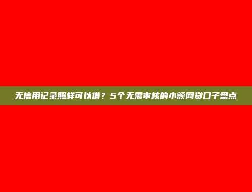 无信用记录照样可以借？5个无需审核的小额网贷口子盘点