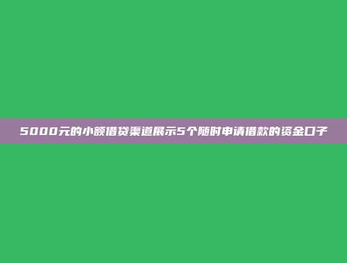 5000元的小额借贷渠道展示5个随时申请借款的资金口子