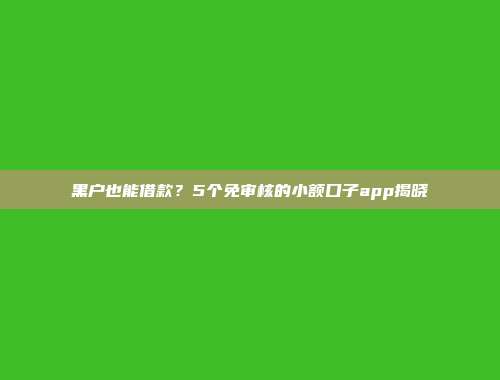 黑户也能借款？5个免审核的小额口子app揭晓