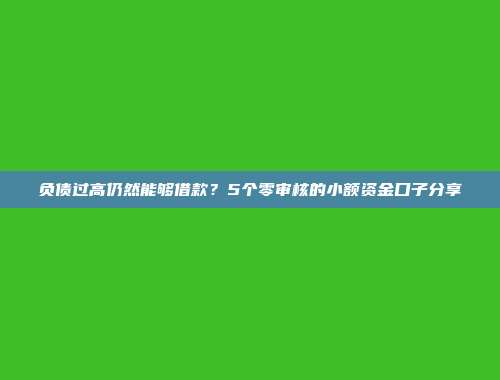 负债过高仍然能够借款？5个零审核的小额资金口子分享