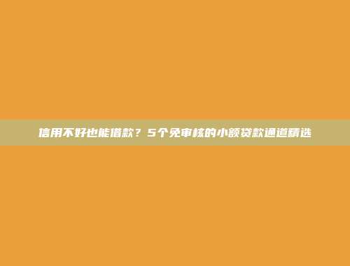 信用不好也能借款？5个免审核的小额贷款通道精选