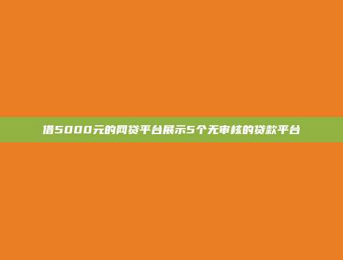 借5000元的网贷平台展示5个无审核的贷款平台