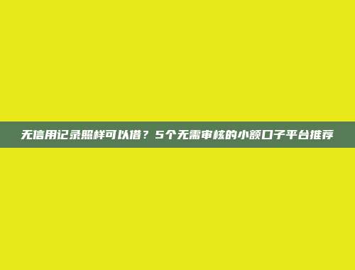 无信用记录照样可以借？5个无需审核的小额口子平台推荐