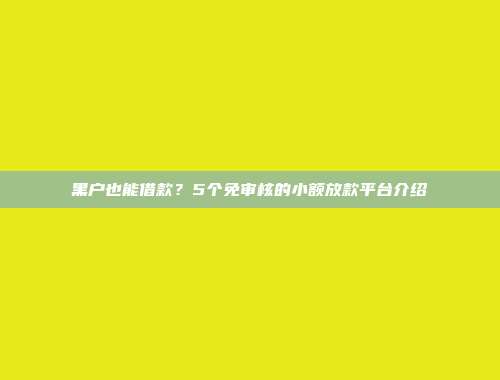 黑户也能借款？5个免审核的小额放款平台介绍