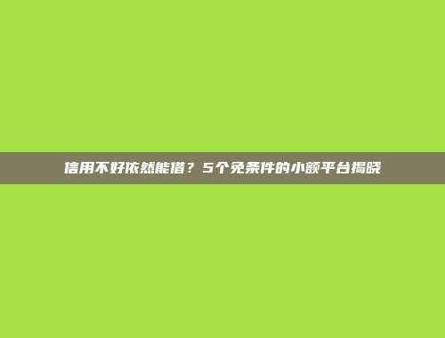 信用不好依然能借？5个免条件的小额平台揭晓