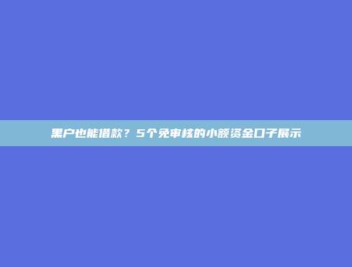 黑户也能借款？5个免审核的小额资金口子展示