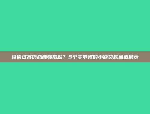 负债过高仍然能够借款？5个零审核的小额贷款通道展示