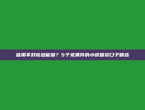 信用不好依然能借？5个免条件的小额借贷口子精选