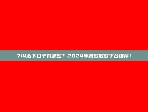 714必下口子有哪些？2024年高效放款平台推荐！