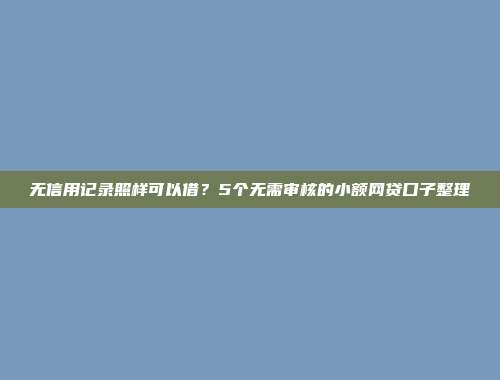 无信用记录照样可以借？5个无需审核的小额网贷口子整理