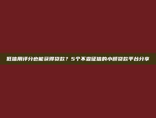 低信用评分也能获得贷款？5个不查征信的小额贷款平台分享