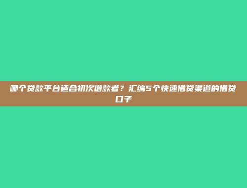 哪个贷款平台适合初次借款者？汇编5个快速借贷渠道的借贷口子