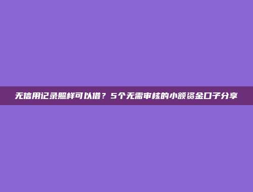 无信用记录照样可以借？5个无需审核的小额资金口子分享