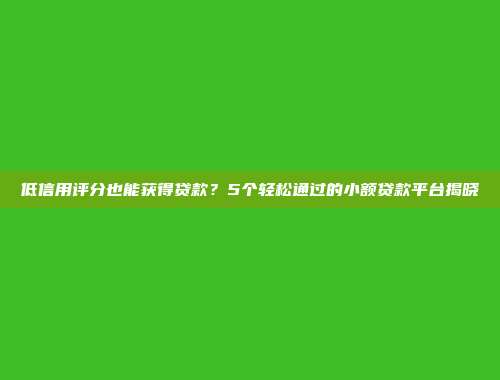 低信用评分也能获得贷款？5个轻松通过的小额贷款平台揭晓