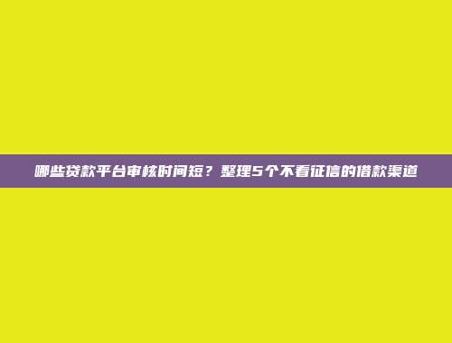 哪些贷款平台审核时间短？整理5个不看征信的借款渠道