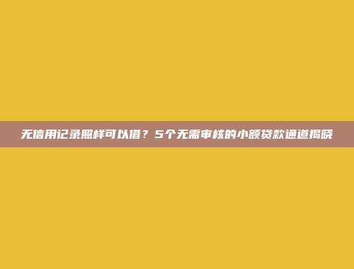 无信用记录照样可以借？5个无需审核的小额贷款通道揭晓