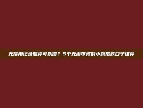 无信用记录照样可以借？5个无需审核的小额借款口子推荐