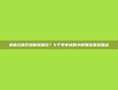 负债过高仍然能够借款？5个零审核的小额借贷渠道盘点