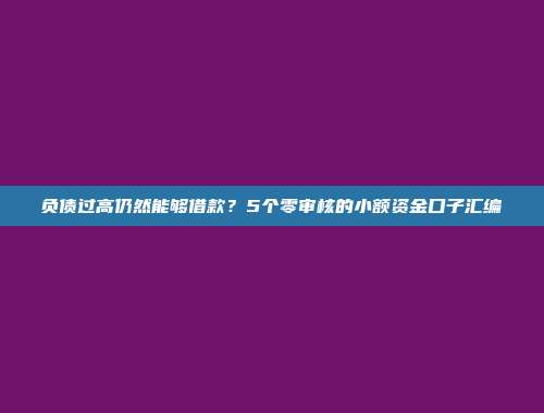 负债过高仍然能够借款？5个零审核的小额资金口子汇编