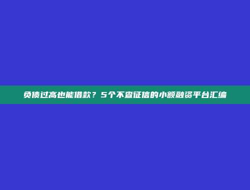 负债过高也能借款？5个不查征信的小额融资平台汇编