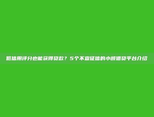 低信用评分也能获得贷款？5个不查征信的小额借贷平台介绍