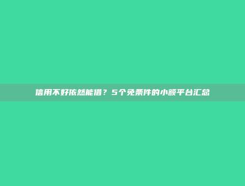 信用不好依然能借？5个免条件的小额平台汇总