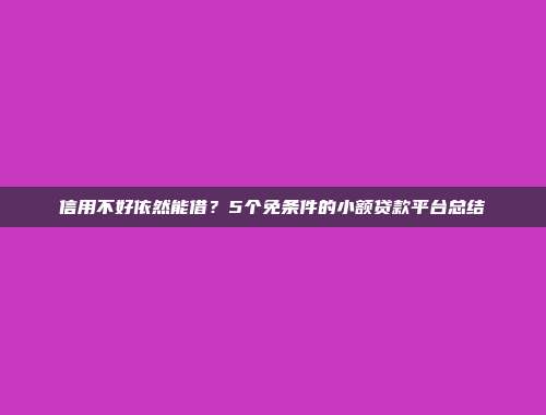 信用不好依然能借？5个免条件的小额贷款平台总结