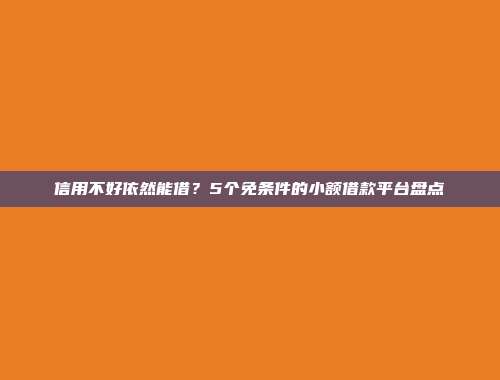 信用不好依然能借？5个免条件的小额借款平台盘点