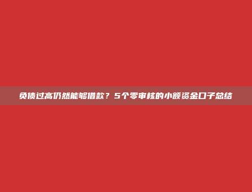 负债过高仍然能够借款？5个零审核的小额资金口子总结