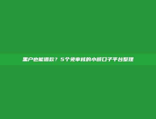 黑户也能借款？5个免审核的小额口子平台整理