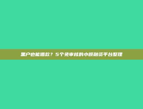 黑户也能借款？5个免审核的小额融资平台整理