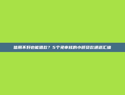 信用不好也能借款？5个免审核的小额贷款通道汇编