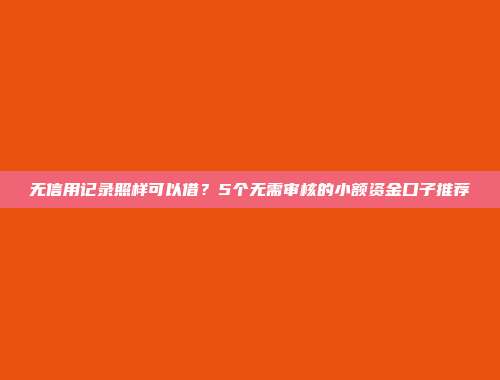 无信用记录照样可以借？5个无需审核的小额资金口子推荐