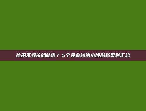 信用不好依然能借？5个免审核的小额借贷渠道汇总