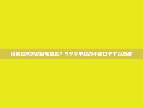 负债过高仍然能够借款？5个零审核的小额口子平台总结