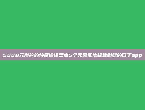 5000元借款的快捷途径盘点5个无需征信极速到账的口子app