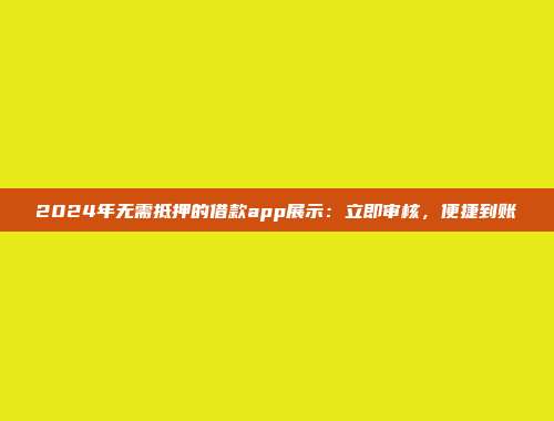 2024年无需抵押的借款app展示：立即审核，便捷到账