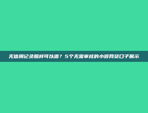 无信用记录照样可以借？5个无需审核的小额网贷口子展示