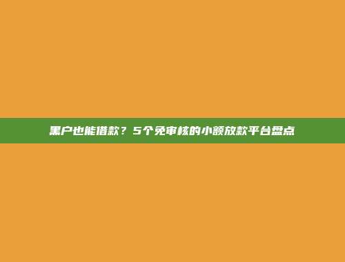 黑户也能借款？5个免审核的小额放款平台盘点