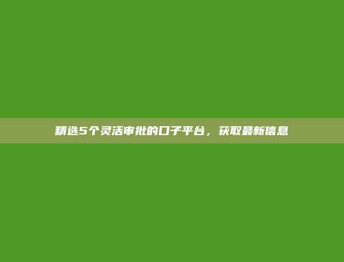 精选5个灵活审批的口子平台，获取最新信息