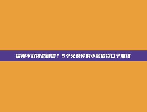 信用不好依然能借？5个免条件的小额借贷口子总结