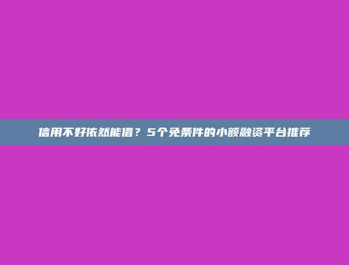 信用不好依然能借？5个免条件的小额融资平台推荐