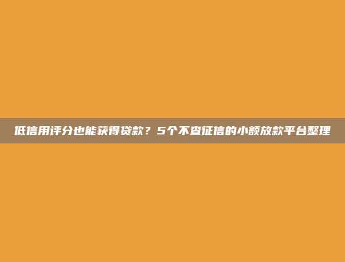 低信用评分也能获得贷款？5个不查征信的小额放款平台整理