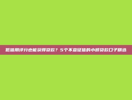 低信用评分也能获得贷款？5个不查征信的小额贷款口子精选