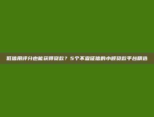 低信用评分也能获得贷款？5个不查征信的小额贷款平台精选