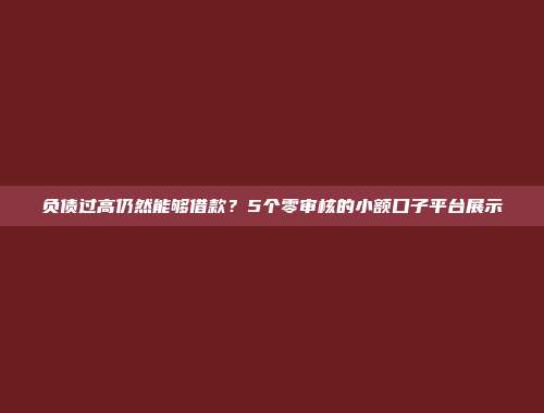 负债过高仍然能够借款？5个零审核的小额口子平台展示