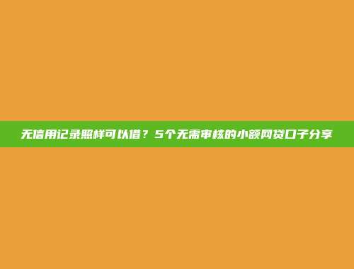 无信用记录照样可以借？5个无需审核的小额网贷口子分享