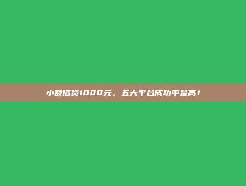 小额借贷1000元，五大平台成功率最高！